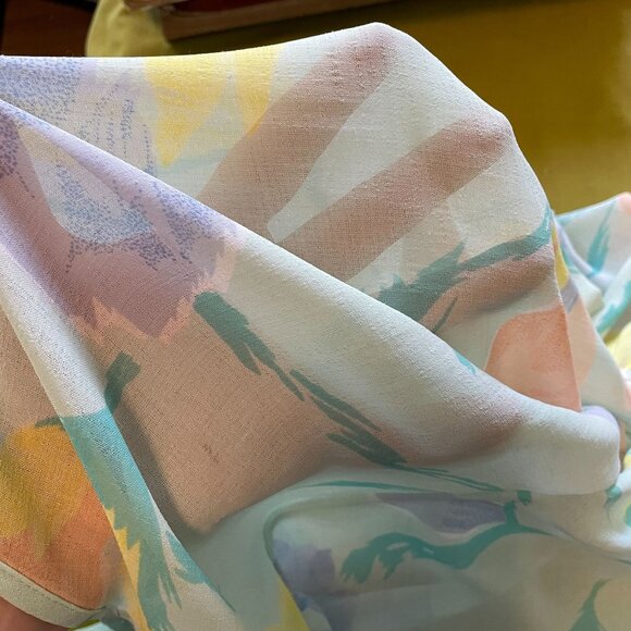 Vintage Jonathan Martin Pastel Floral Print Semi-Sheer 3/4 Sleeve Dress XL - Picture 7 of 7